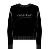 Calvin Klein Pamuk Grafik Pullover Kazak, L, LV047C311GUB1, SİYAH, Kadın