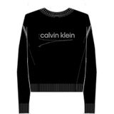 Calvin Klein Pamuk Grafik Pullover Kazak, XS, LV047C311GUB1, SİYAH, Kadın