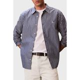 Calvin Klein Pamuklu Çizgili Relaxed Fit Uzun Kollu Gömlek LV04RF106GCEC Erkek Gömlek LV04RF106G Cec - S - Lacivert