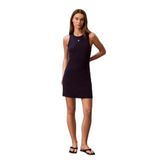 Calvin Klein Pamuklu Kolsuz Mini Elbise, M, LV047F235G, Lacivert, Kadın