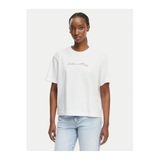 Calvin Klein Pamuklu T-Shirt, XS, LV047F820GYAF, Beyaz, Kadın