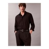 Calvin Klein Regular Fit Klasik Yaka Pamuklu Uzun Kollu Gömlek, XS, LV04LE111G, Siyah, Erkek