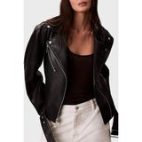 Calvin Klein Relaxed Fit Kemerli Apaş Yaka Biker Deri Ceket LV044C532GBAE Bayan Ceket LV044C532G Bae - Siyah