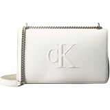 Calvin Klein Sculpted Flap Omuz Çantası, Standart, LV04K3035G, Beyaz, Kadın