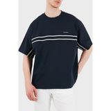 Calvin Klein Şerit Detaylı % 100 Pamuk Bisiklet Yaka T Shirt LV04RE222GCEF Erkek T Shirt LV04RE222G Cef - Lacivert