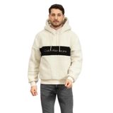 Calvin Klein Sherpa Blocking Erkek Kapüşonlu Sweatshirt, Bej, L Beden