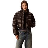 Calvin Klein Shine Crop Puffer Jacket Kadın Ceket, Siyah, Xs