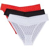 Calvin Klein Siyah-Beyaz-Kırmızı Külot 3'lü Set, XS, LV00QD5305, Siyah-Beyaz-Kırmızı, kadın
