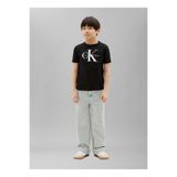 Calvin Klein Siyah Erkek Çocuk Bisiklet Yaka Baskılı T-Shirt LV1CKTJA15BEH-CK MONOLOGO T-SHIRT