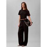 Calvin Klein Siyah Kadın T-Shirt Ss Lux Ctn Interlock Emblem Mock - XS