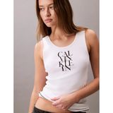 Calvin Klein Sl Cotton Rıb Solıd, Yaa Beyaz Kadın T-Shirt - M