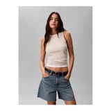 Calvin Klein SL MONOGRAM PATCH WA Bej Kadın Kolsuz Tişört