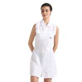 Calvin Klein Sleeveless Cotton Shirt Dress Kadın Elbise, Beyaz, S