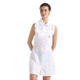 Calvin Klein Sleeveless Cotton Shirt Dress Kadın Elbise, Beyaz, Xs