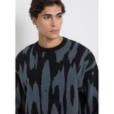 Calvin Klein Soyut Jakarlı Kazak, L, LV04RD310GWD7, Mavi, Kadın