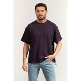 Calvin Klein SS 2 Tone Pique Bungee Bisiklet Yaka T-Shirt, S, 5003346112, Mor, Erkek