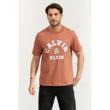 Calvin Klein SS 20S LN Calvin College Graphic Erkek Bisiklet Yaka T-Shirt Kahverengi