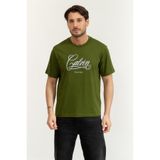 Calvin Klein SS 20S LN Calvin Script Graphic Erkek Bisiklet Yaka T-Shirt Yeşil