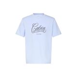 Calvin Klein Ss 20S Ln Calvin Script Graphic T-Shirt, M, LV04RE804GTKF, Mavi, Erkek