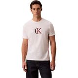 Calvin Klein SS 30S CKJ 2TONE CK GRAPHIC TEE Erkek Baskılı Tişört White Greige L