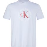 Calvin Klein SS 30s WHSL CK WORD CIRCLE GRAPH Erkek T-shirt, Casual Blue, S