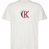 Calvin Klein SS 30S WHSL CKJ 2TONE CK GRAPHIC Erkek T-shirt, White Greige, M