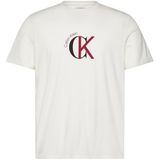 Calvin Klein SS 30S WHSL CKJ 2TONE CK GRAPHIC Erkek T-shirt, White Greige, S