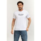 Calvin Klein SS 30S Whsl SP Calvin Futura Gra Erkek Bisiklet Yaka T-Shirt Beyaz