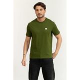 Calvin Klein Ss Badge 30S Jersey Erkek Bisiklet Yaka T-Shirt Yeşil