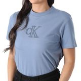 Calvin Klein SS CLASSIC SEASONAL GRAPHIC TEE Kadın T-shirt, Dusty Sailor Blue, S