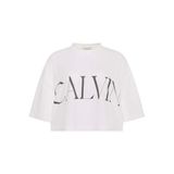 Calvin Klein Ss Cropped Graphic Kadın Bisiklet Yaka T-Shirt, Beyaz, M Beden