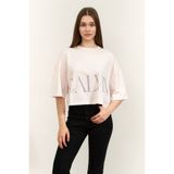 Calvin Klein Ss Cropped Graphic Kadın Bisiklet Yaka T-Shirt Pembe