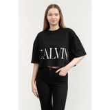 Calvin Klein Ss Cropped Graphic Kadın Bisiklet Yaka T-Shirt Siyah