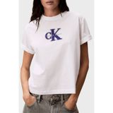 Calvin Klein Ss Kadın Boxy Seasonal Monologo Graphic Beyaz T-Shirt
