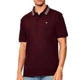 Calvin Klein Ss Monogram Pique Tipped Polo Yaka T-Shirt Kırmızı, M, LV04RC276GGR9, Bordo, Erkek