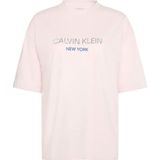 Calvin Klein Ss Relaxed Sequın Logo Tee Kadın Pembe T-Shirt