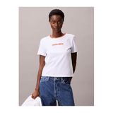 Calvin Klein SS Retro Logo Graphic Tee T-Shirt, S, LV047C821GYAA, BEYAZ, Kadın