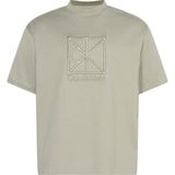 Calvin Klein Ss Rlxd Premıum Interlock Emblem Erkek Krem T-Shirt - XL