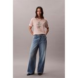 Calvin Klein Ss Seasonal Graphic Bisiklet Yaka T-Shirt, L, LV047F804G, BEJ, Kadın