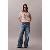 Calvin Klein Ss Seasonal Graphic Bisiklet Yaka T-Shirt, M, LV047F804G, BEJ, Kadın