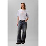 Calvin Klein Ss Seasonal Graphic Bisiklet Yaka T-Shirt Mavi, M, LV047F804G, BLUE, Kadın