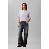 Calvin Klein Ss Seasonal Graphic Bisiklet Yaka T-Shirt Mavi, XL, LV047F804G, BLUE, Kadın