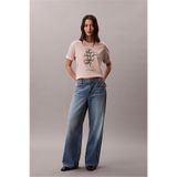 Calvin Klein Ss Seasonal Graphic Kadın Bisiklet Yaka T-Shirt Bej