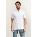 Calvin Klein SS Slim Supima Zip Polo Erkek Polo Yaka T-Shirt Beyaz