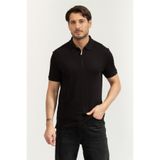 Calvin Klein SS Slim Supima Zip Polo Erkek Polo Yaka T-Shirt Siyah
