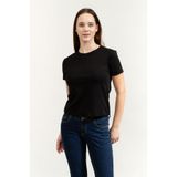 Calvin Klein SS Supima Fine Interlock Nano Lo Kadın Bisiklet Yaka T-Shirt, Siyah, 2XL