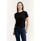 Calvin Klein SS Supima Fine Interlock Nano Lo Kadın Bisiklet Yaka T-Shirt, Siyah, M Beden