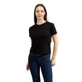 Calvin Klein SS Supima Fine Interlock Nano Lo Kadın Bisiklet Yaka T-Shirt, Siyah, XL