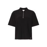 Calvin Klein SS TAILORED KNIT COLLAR ZIP TOP Kadın Siyah Polo T-Shirt