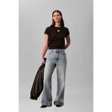Calvin Klein Ss Woven Label Class Kadın Bisiklet Yaka T-Shirt Siyah